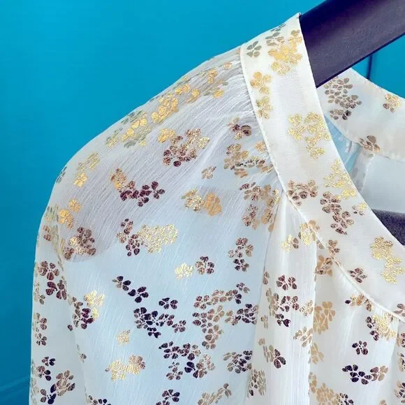 LC Lauren Conrad Elegant Gold and White long sleeve Women's Top - Picture 10 of 16